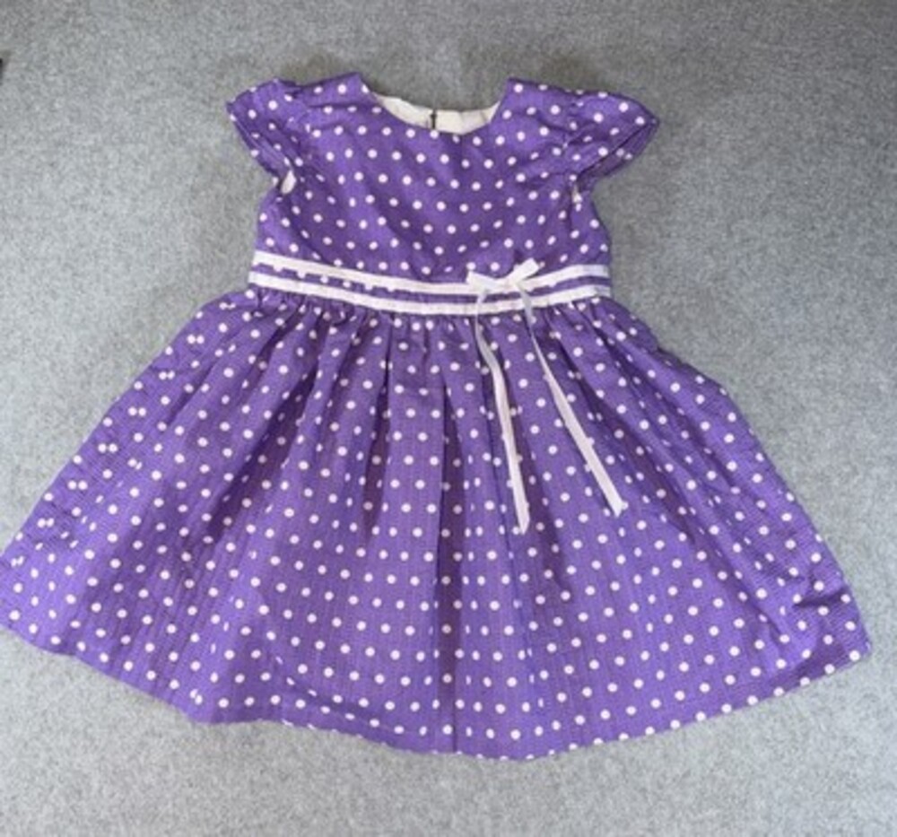 Handmade Dress Girls Purple Polka Dot Dress No Size, Measurements Posted